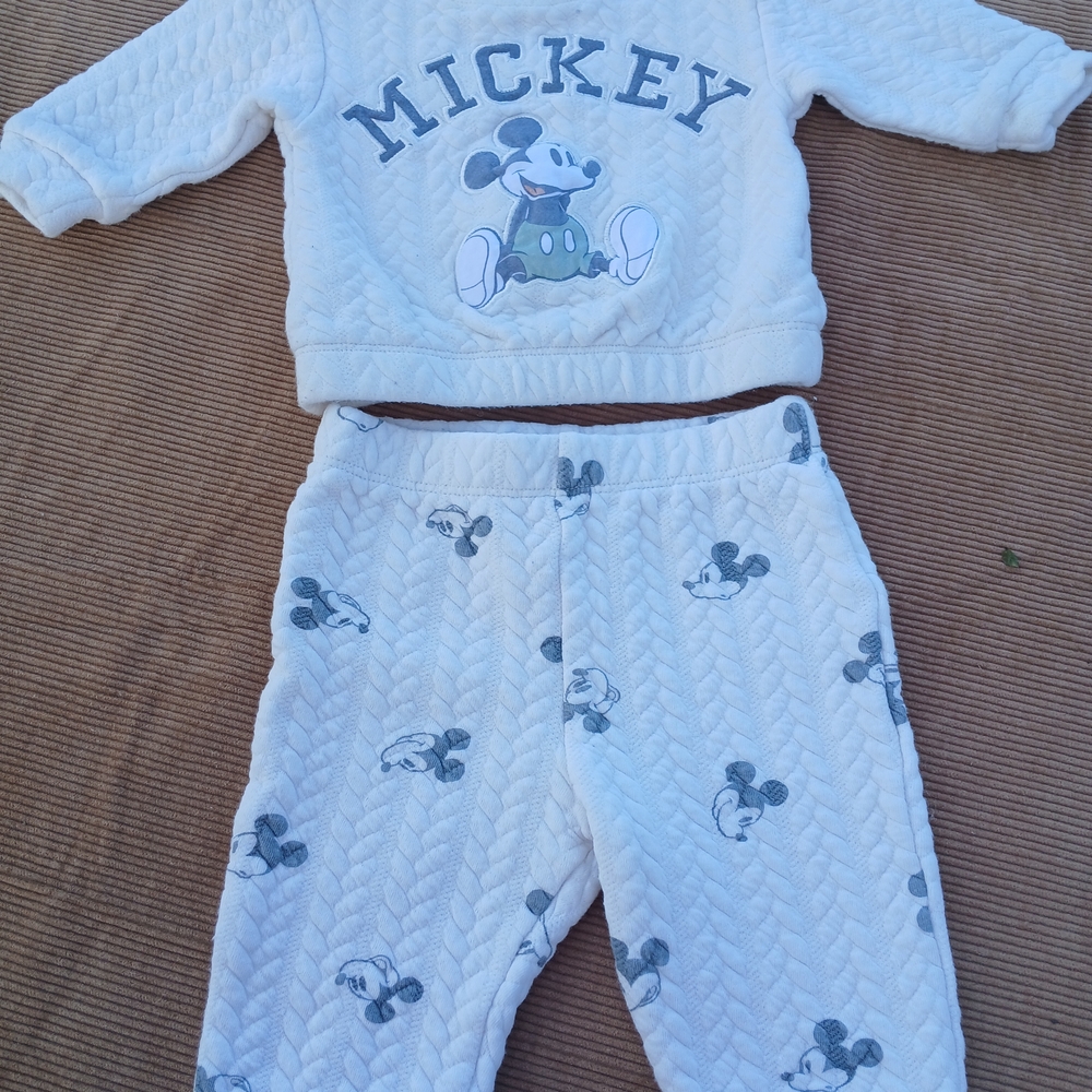 Disney Baby Mickey Mouse 2-Piece Quilted Outfit Set - White - Size 3 M